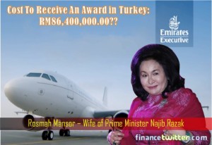 Emirates Airbus A319 Private Jet - Rosmah Mansor - Cost To Receive Award in Turkey - RM86.4 Million