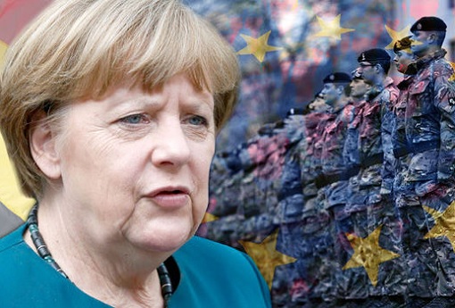 Germany Chancellor Angela Merkel with European Union Army
