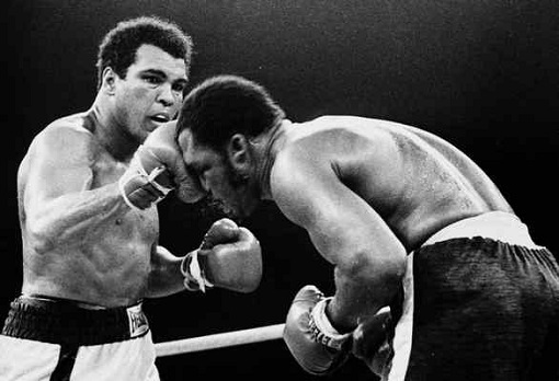 Muhammad Ali and Joe Frazier in their title bout in Manila in 1975