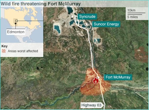 Oil Disruption - Wild Fire Threatening Fort McMurray Canada