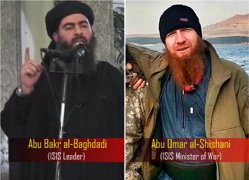 Abu Bakr al-Baghdadi (ISIS Leader) and Abu Omar al-Shishani (Minister of War)