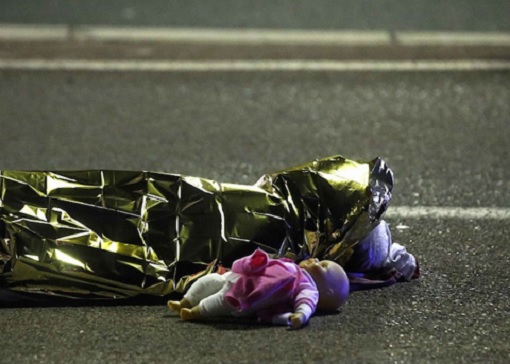 Nice French Truck Terrorist Attack - A Doll Next to A Body