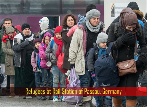 Refugees at Rail Station of Passau, Germany