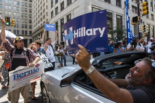 US Democratic Party Convention - Bernie Sanders Supporters fighting with Hillary Clinton Supporters - 2