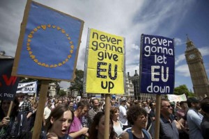 Brexit Protesters - Never Gonna Give EU Up