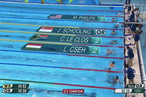 Olympics Rio 2016 - Swimming - First Place and Champion - Laszlo Cseh, Chad Le Clos, Michael Phelp and Joseph Schooling