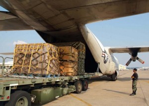 US Navy Plane - wooden pallets stacked with Cash