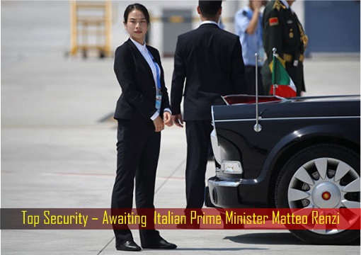 Top Security – Awaiting  Italian Prime Minister Matteo Renzi