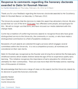 curtin-university-comment-on-honorary-doctorate-to-rosmah-mansor-apology-on-first-lady
