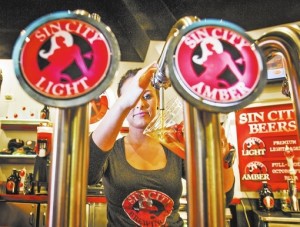 Las Vegas Sin City - Bartender Pumping Beer
