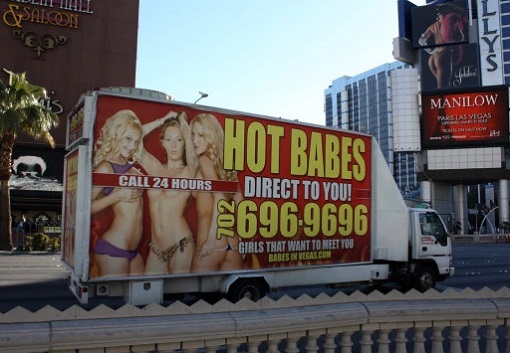 Las Vegas Sin City - Hot Babes Advertisement on Truck