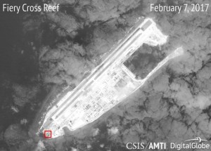 China Fiery Cross Reef - Satellite Image - Missile Installation Structure - Feb 2017