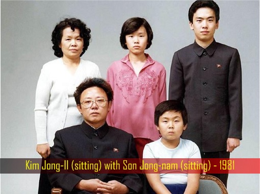 Kim Jong-II (sitting) with Son Jong-nam (sitting) - 1981