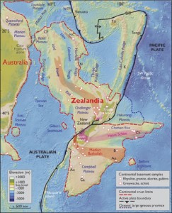 Zealandia Continent - Geographical Map Separating from Australia