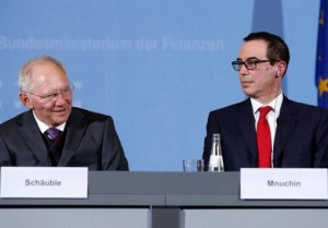 G20 Meeting Germany 2017 - German Finance Minister Wolfgang Schaeuble and US Treasury Secretary Steven Mnuchin