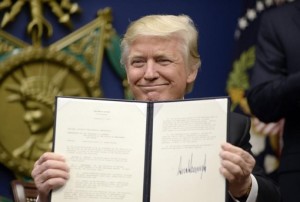 President Donald Trump Showing Signed Executive Power