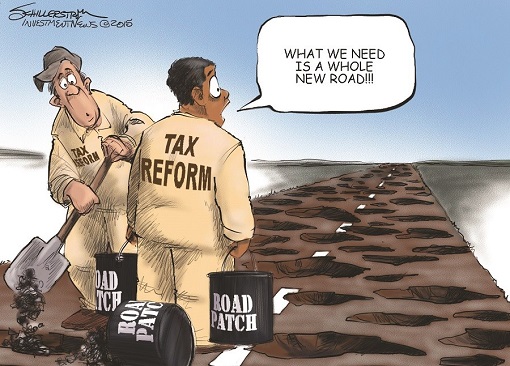 Tax Reform - Patching Road - Cartoon