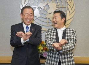 United Nations - Secretary-General Ban Ki-moon with Korean Pop Star PSY Gangnam Style
