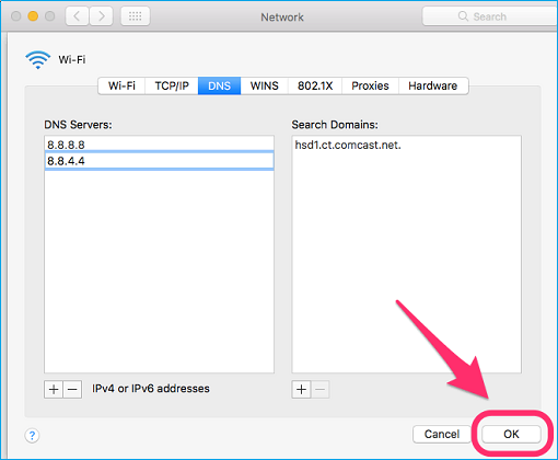 Change MAC IPv4 DNS Settings