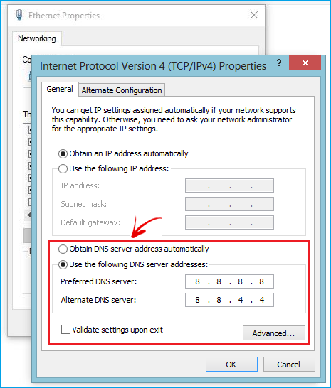 Change Windows IPv4 DNS Settings