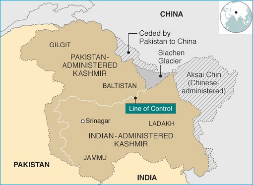 Territorial Dispute - China - India - Pakistan - Map