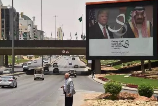 Trump Visit to Saudi Arabia - Signboard