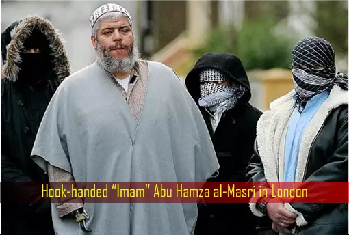 Hook-handed “Imam” Abu Hamza al-Masri in London