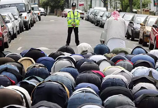 Muslims Praying in London Street
