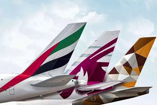 Emirates Airlines, Etihad Airways and Qatar Airways - Aircraft Tail