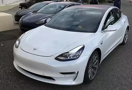 Tesla Model 3 - White Exterior Front View