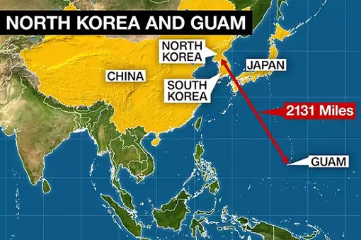 North Korea Missile Threat On Guam - Map