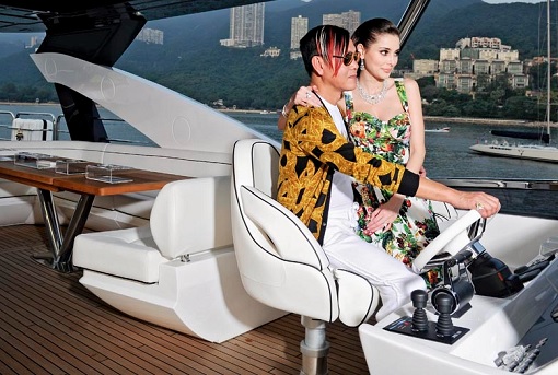Macau Billionaire Stephen Hung with Mexican Wife Deborah Valdez - Yacht