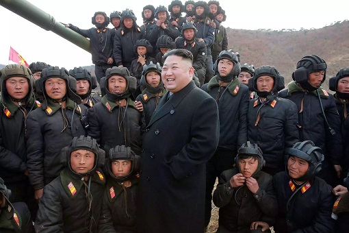 North Korean Kim Jong-un With Soldiers