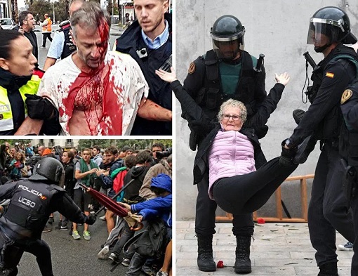 Catalonia Independence Vote - Police Brutality - Beaten by Police
