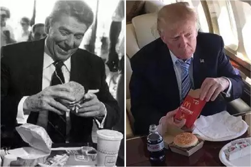 Fast Food - President Ronald Reagan and President Donald Trump Having McDonalds