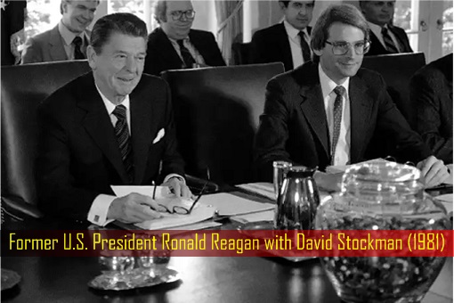 Former U.S. President Ronald Reagan with David Stockman - 1981 Cabinet Meeting