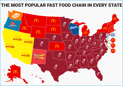 The Most Popular Fast Food Chain In Every State - United States