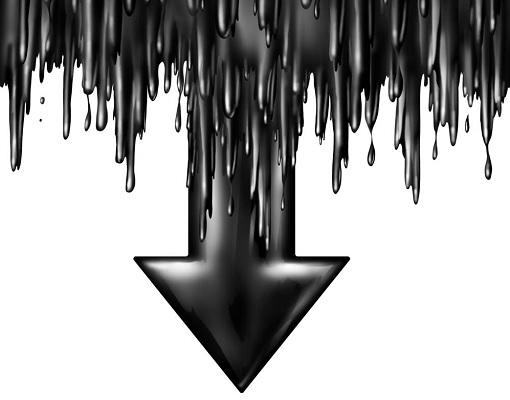 Crude Oil Crashes - Black Arrow Down