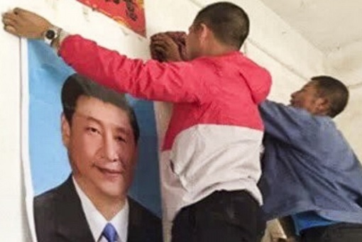 Replacing Jesus Christ with Xi Jinping - Putting Up Poster