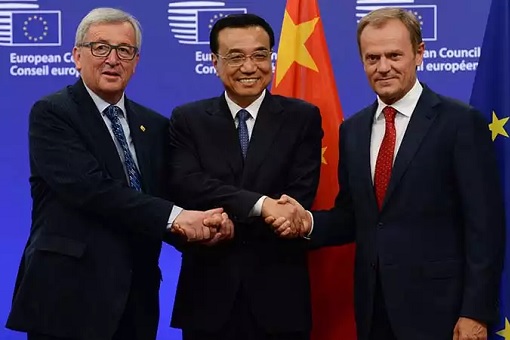 China-European Union EU Trade - Leaders Shaking Hands