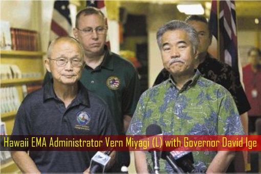 Hawaii EMA Administrator Vern Miyagi with Governor David Ige - Wrong Incoming Missile Alert