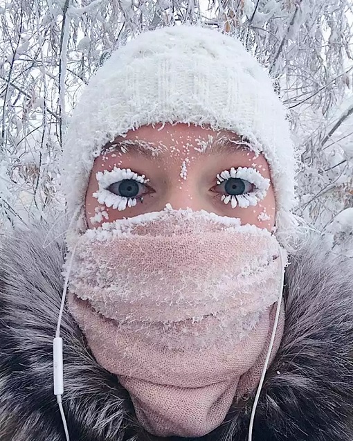 Russia Extreme Temperature - Anastasia Gruzdeva - Frozen Eyelashes