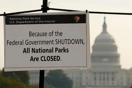 U.S. Government Shutdown - National Park Closed Signboard