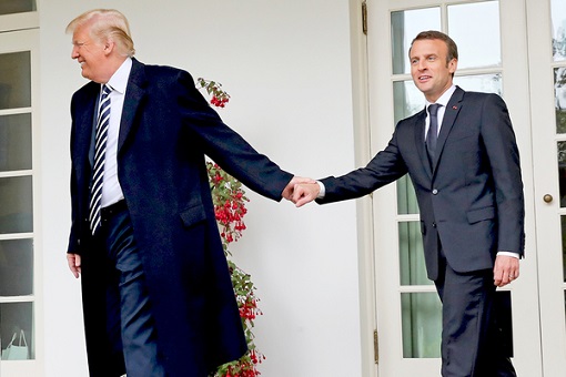 President Donald Trump Leashing President Emmanuel Macron