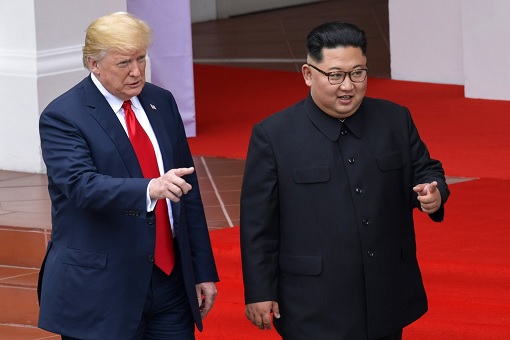 Singapore Summit - Donald Trump and Kim Jong-Un - Pointing Finger