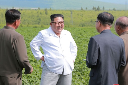 Kim Jong Un Inspects Potato Plants in Samjiyon County - Talking To Officers 2