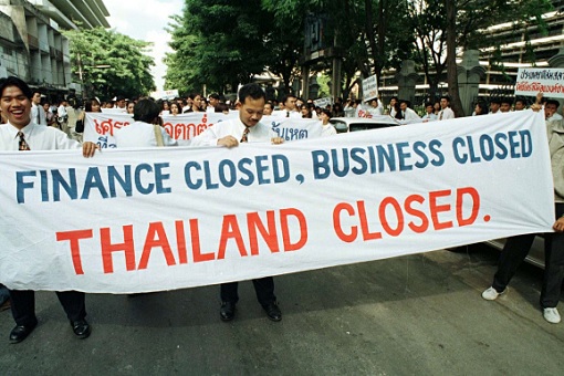 1997 Asian Financial Crisis - Demonstrators Thailand Closed