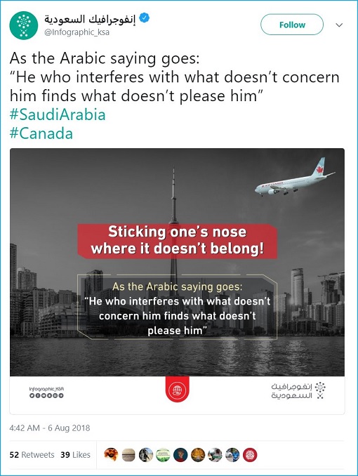 Saudi Arabia Tweet To Canada - September 11 Style Attack