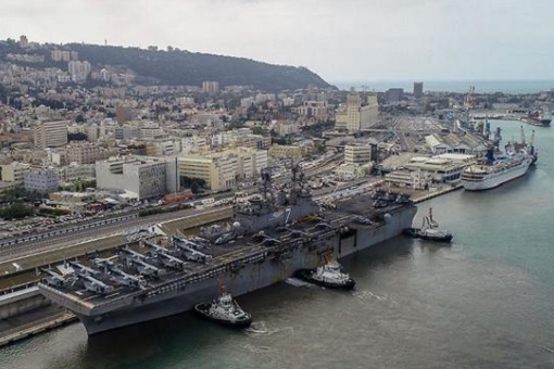 Israel Haifa Port - US Aircraft Carrier Docking