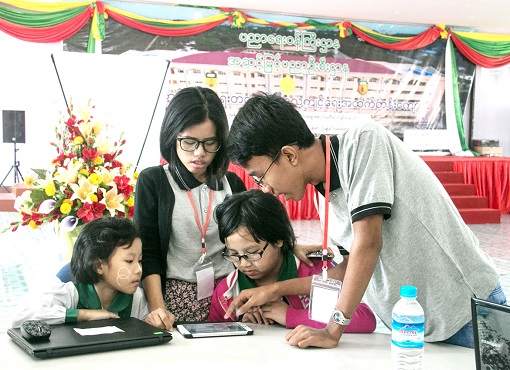 Myanmar STEM Staff Teaches Basic Computer Programming to Students